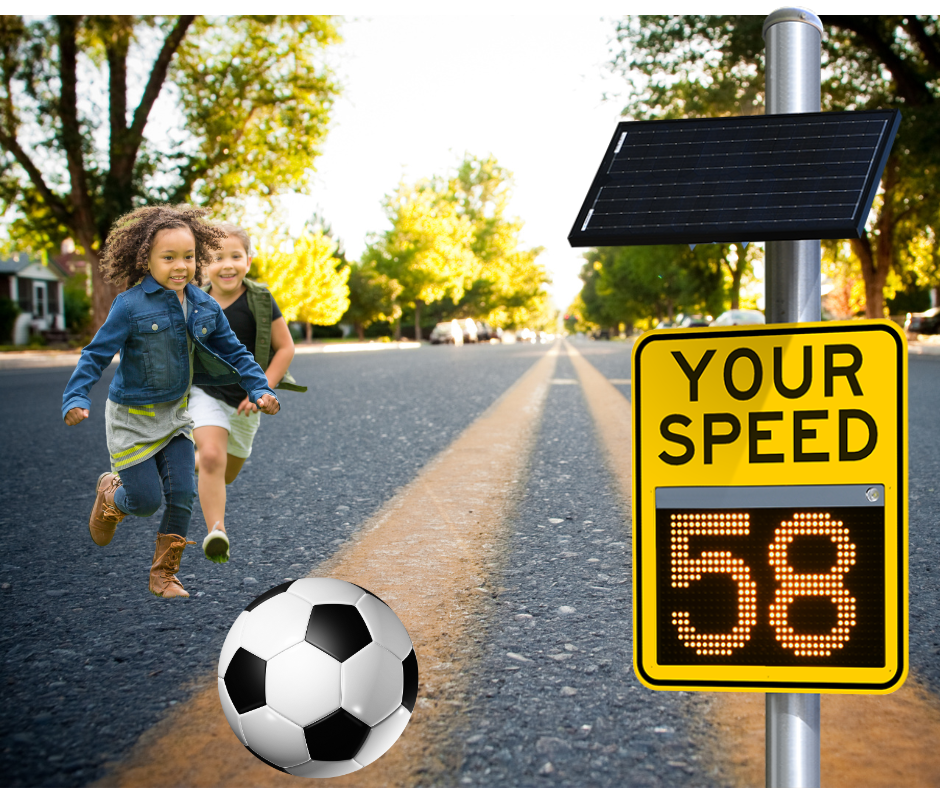 children playing speed sign